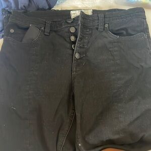 Free people high rise black flare jeans with slit